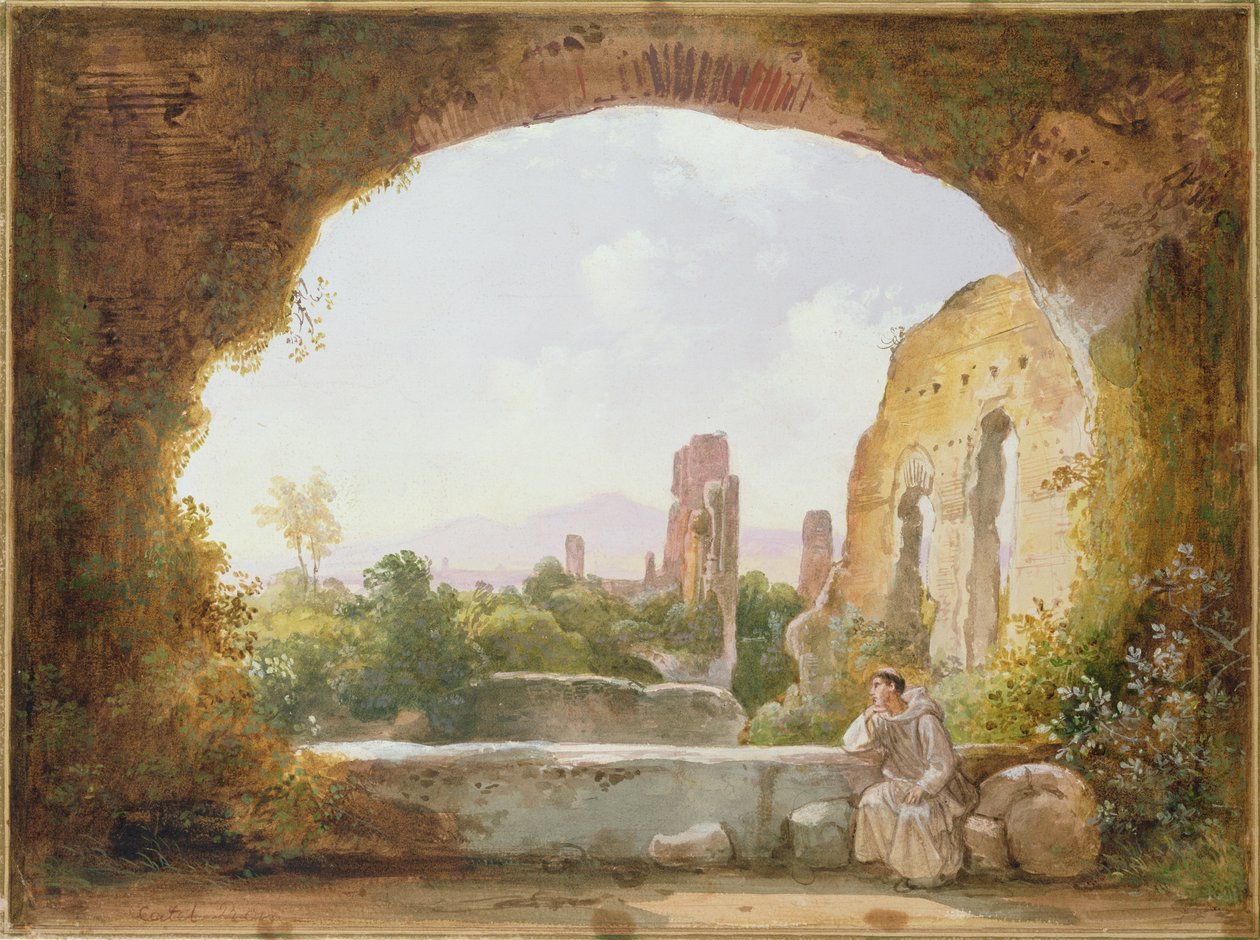 De grot van Egeria door Franz Ludwig Catel