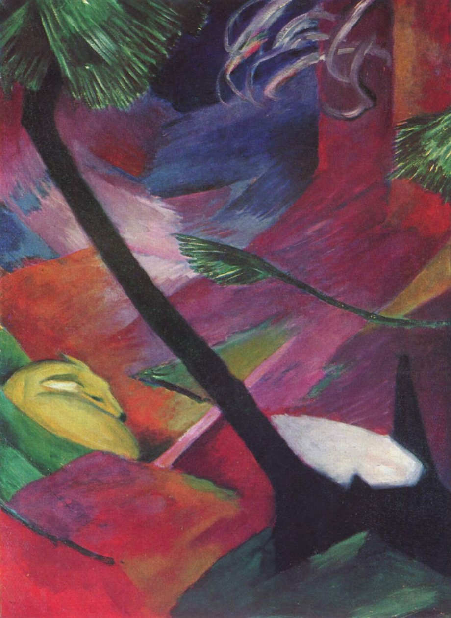 Hert in het bos door Franz Marc