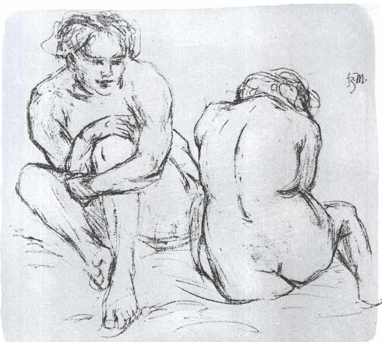 Twee Naakten door Franz Marc