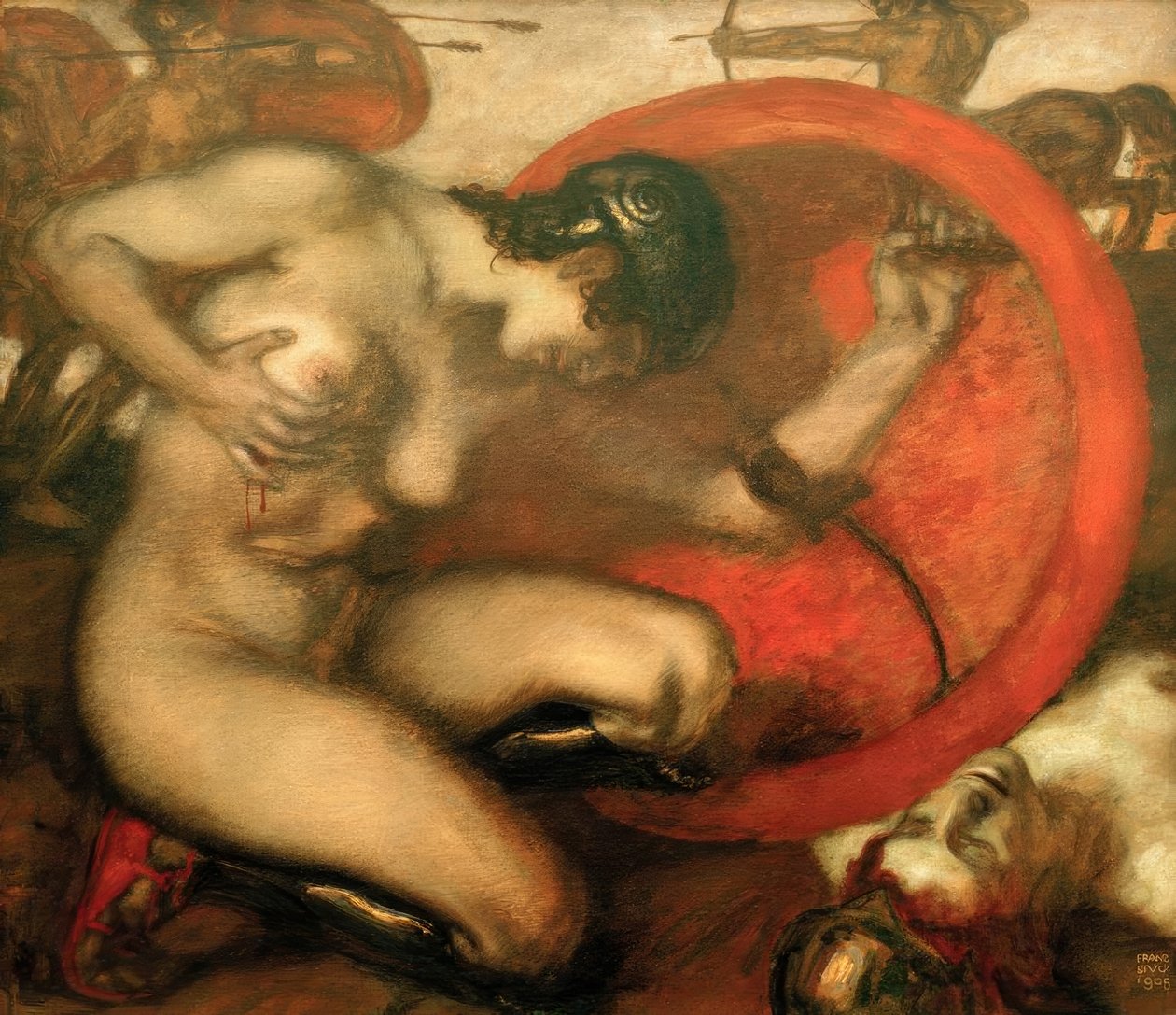 Gewonde Amazone door Franz von Stuck