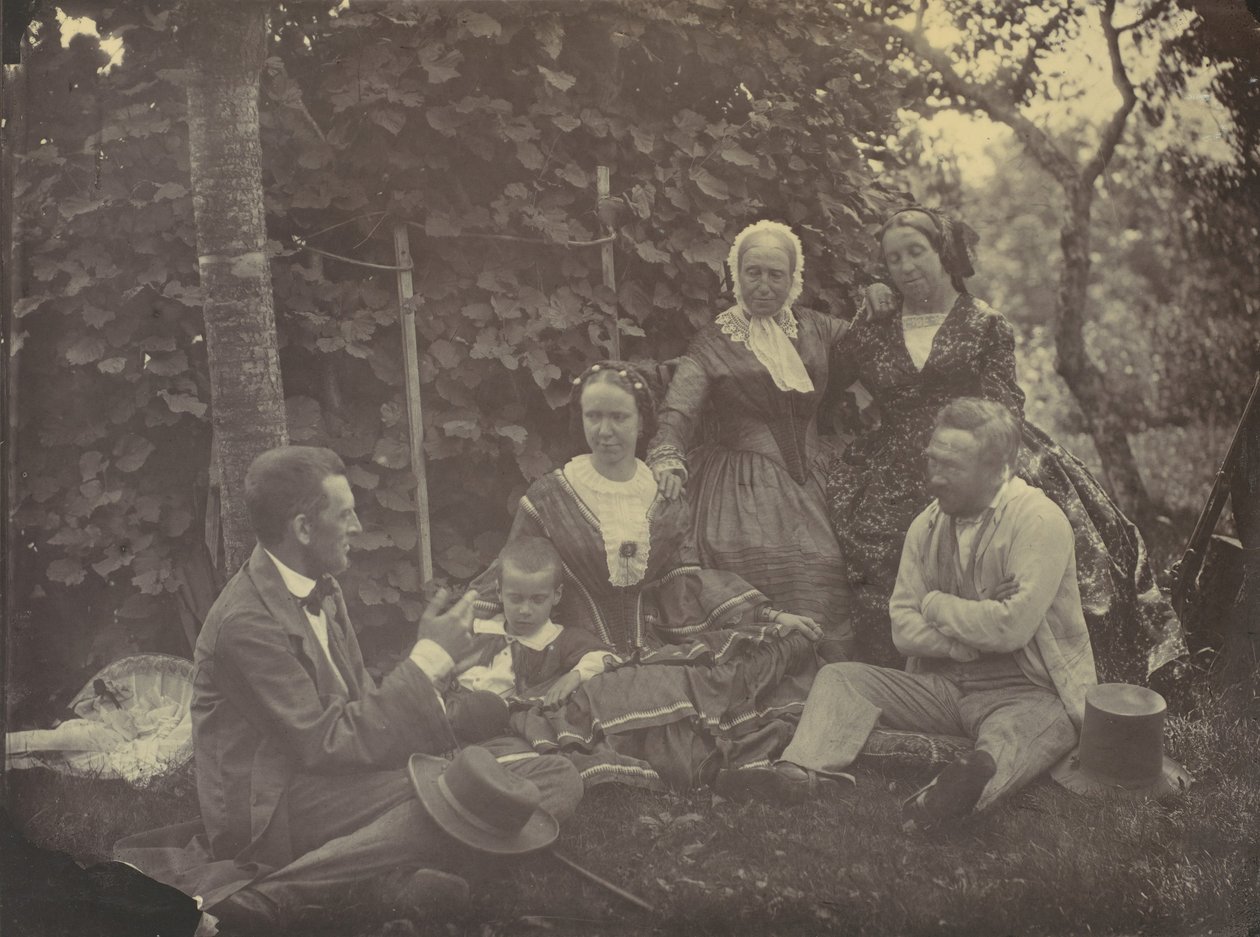 [Drie Vrouwen, Twee Mannen, en een Kind op een Picknick] door Franz Antoine