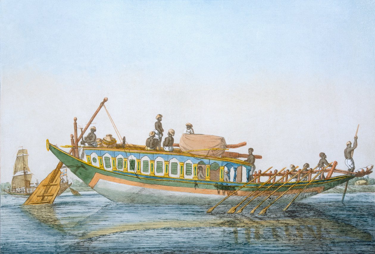 Badjera, een rivierboot met een grote peddelroer, uit 