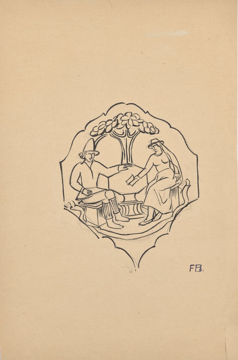 Boerenpaar (hoekvulling van een meubelstuk?) door Franz Barwig d. Ä.