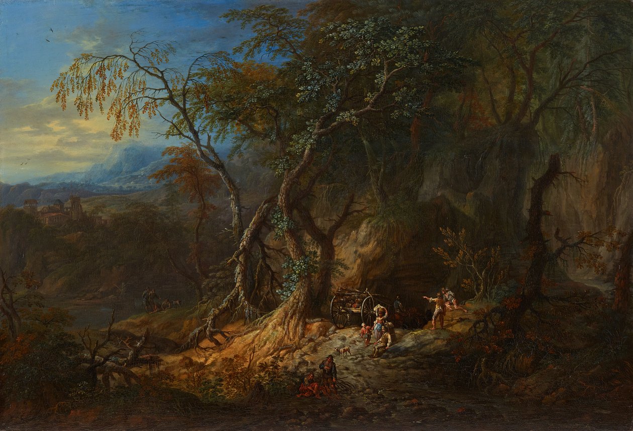 Boslandschap met vrij uitzicht links door Franz Christoph Janneck