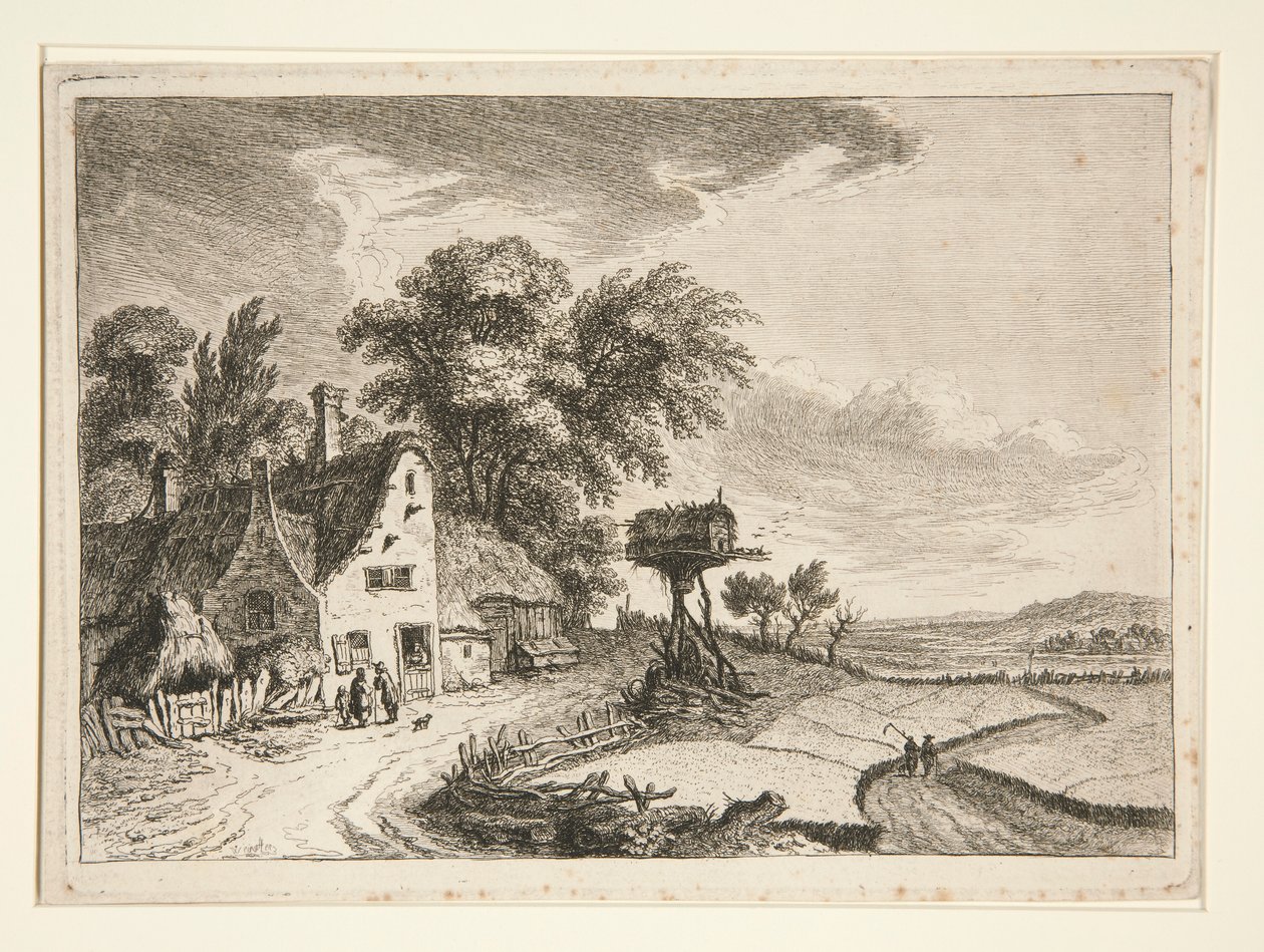 Landschap met boerderij door Franz Edmund Weirotter