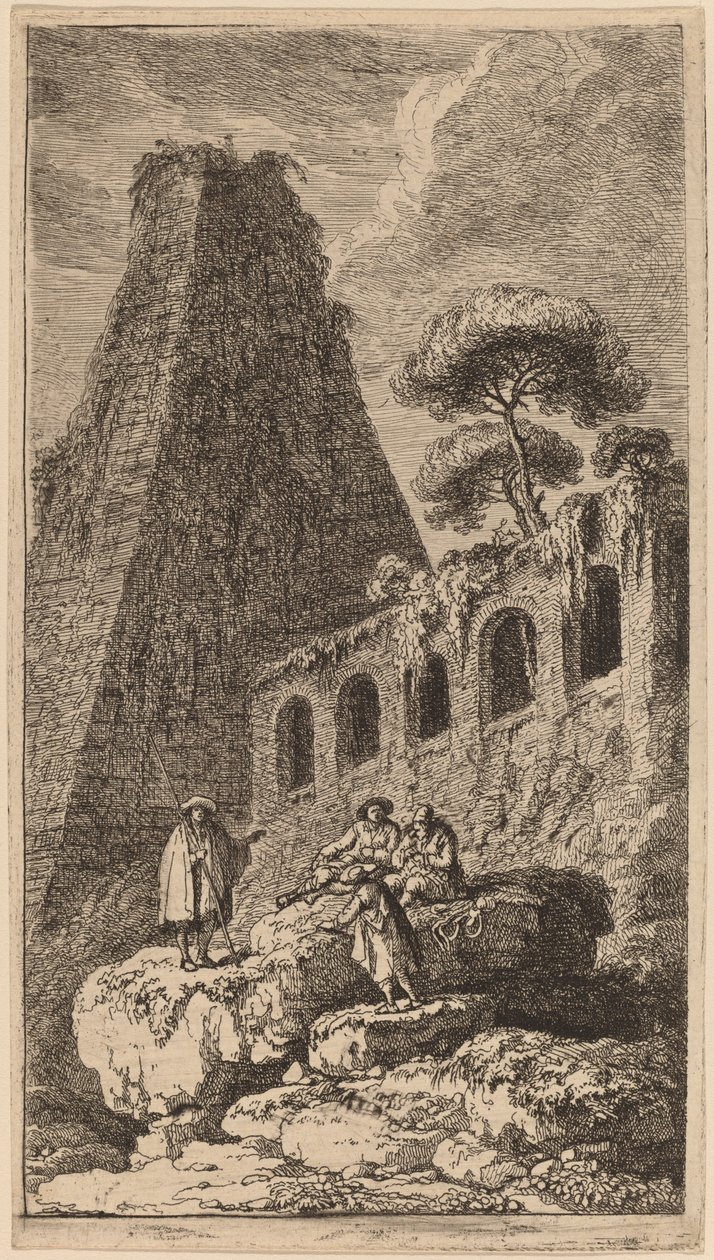 De Piramide van Sesto bij de Poorten van St. Pauli in Rome door Franz Edmund Weirotter