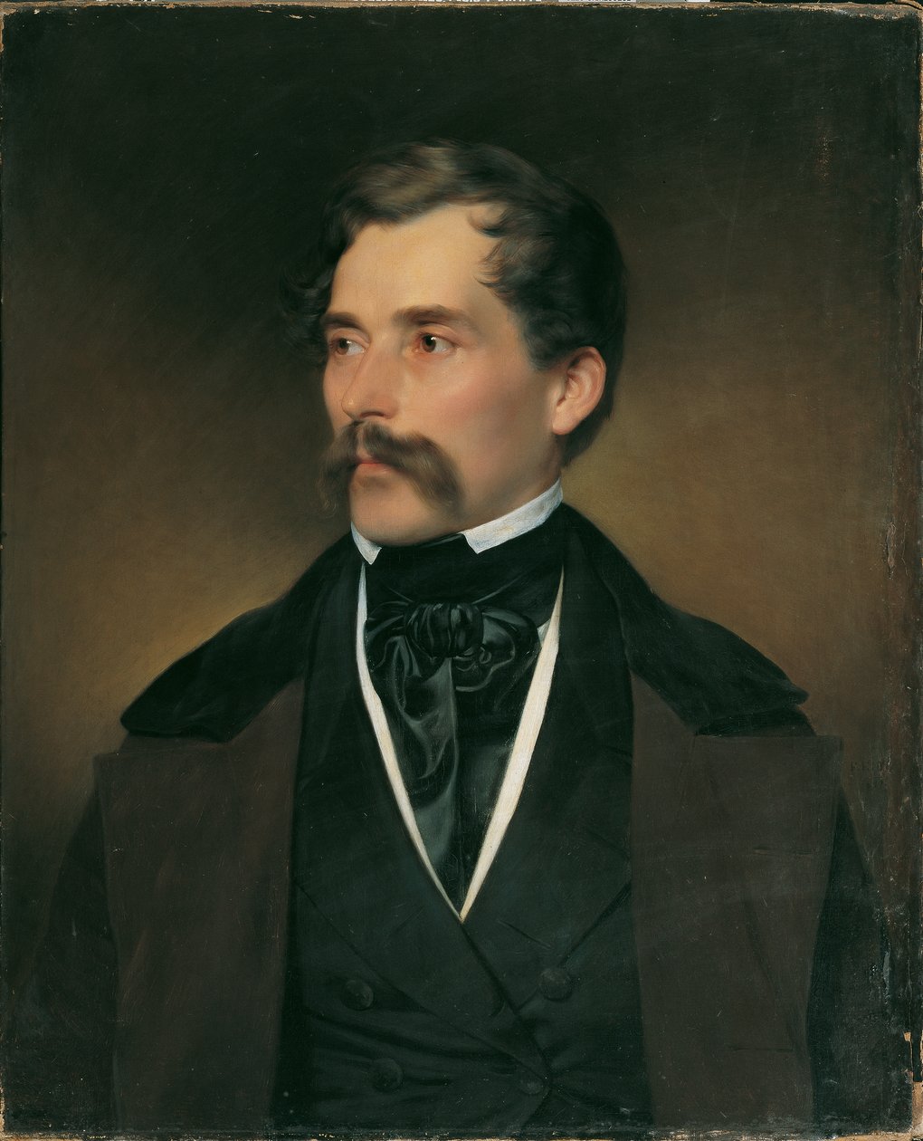 Portret van een grijsharige heer met snor door Franz Eybl