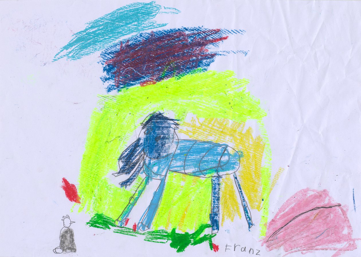 Blauw paard voor gele hemel naar Franz Marc door Franz Ferdinand