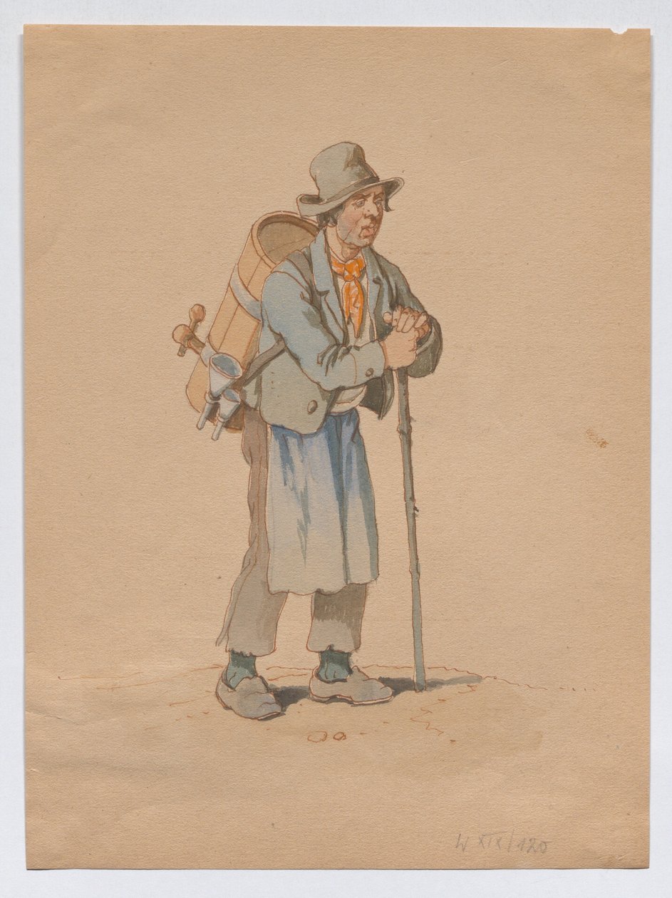 Uit een serie straatventerskreten: Azijnverkoper door Franz Gerasch