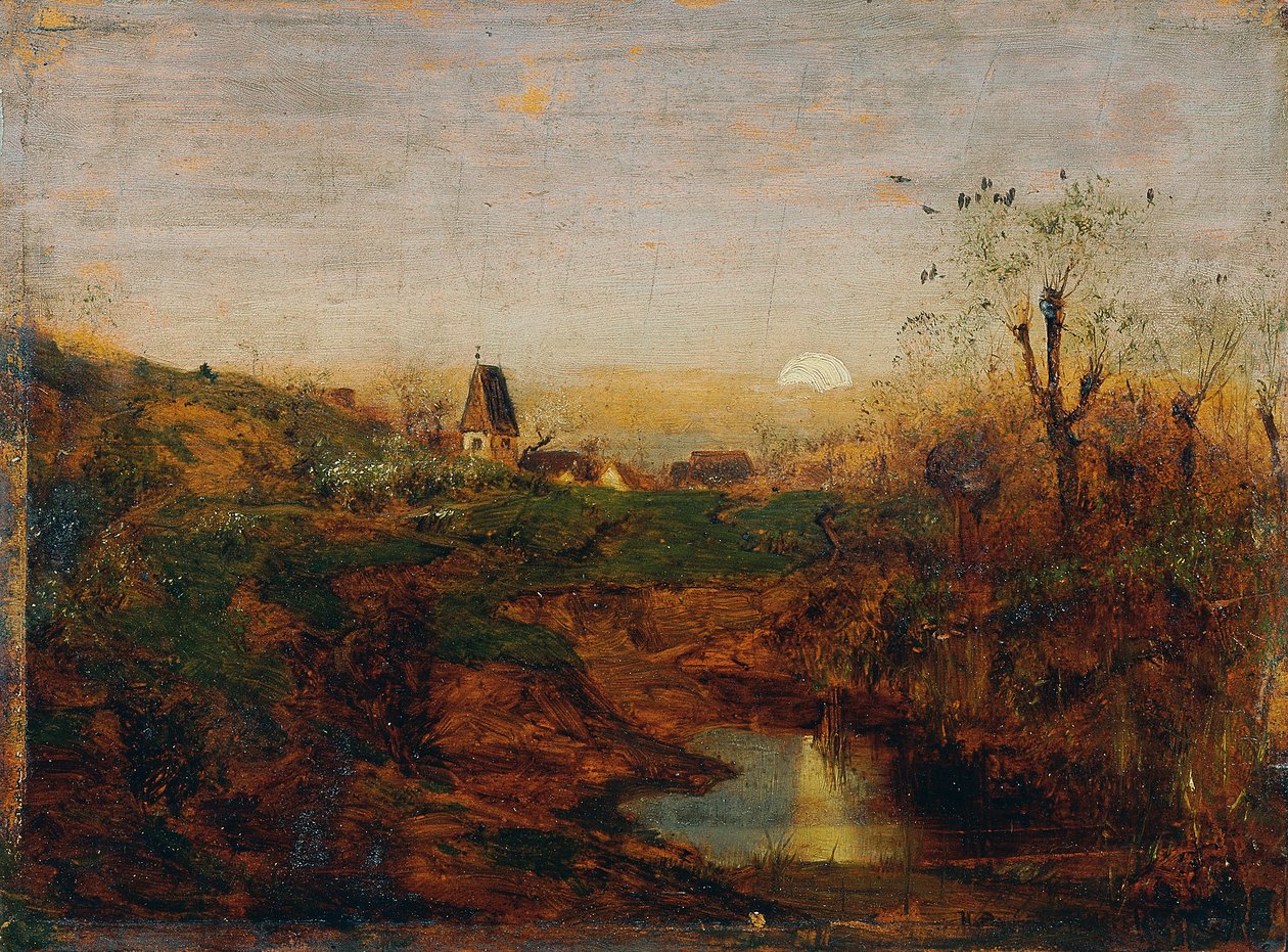 Schemering in het moeraslandschap door Franz Hoffmann von Fallersleben