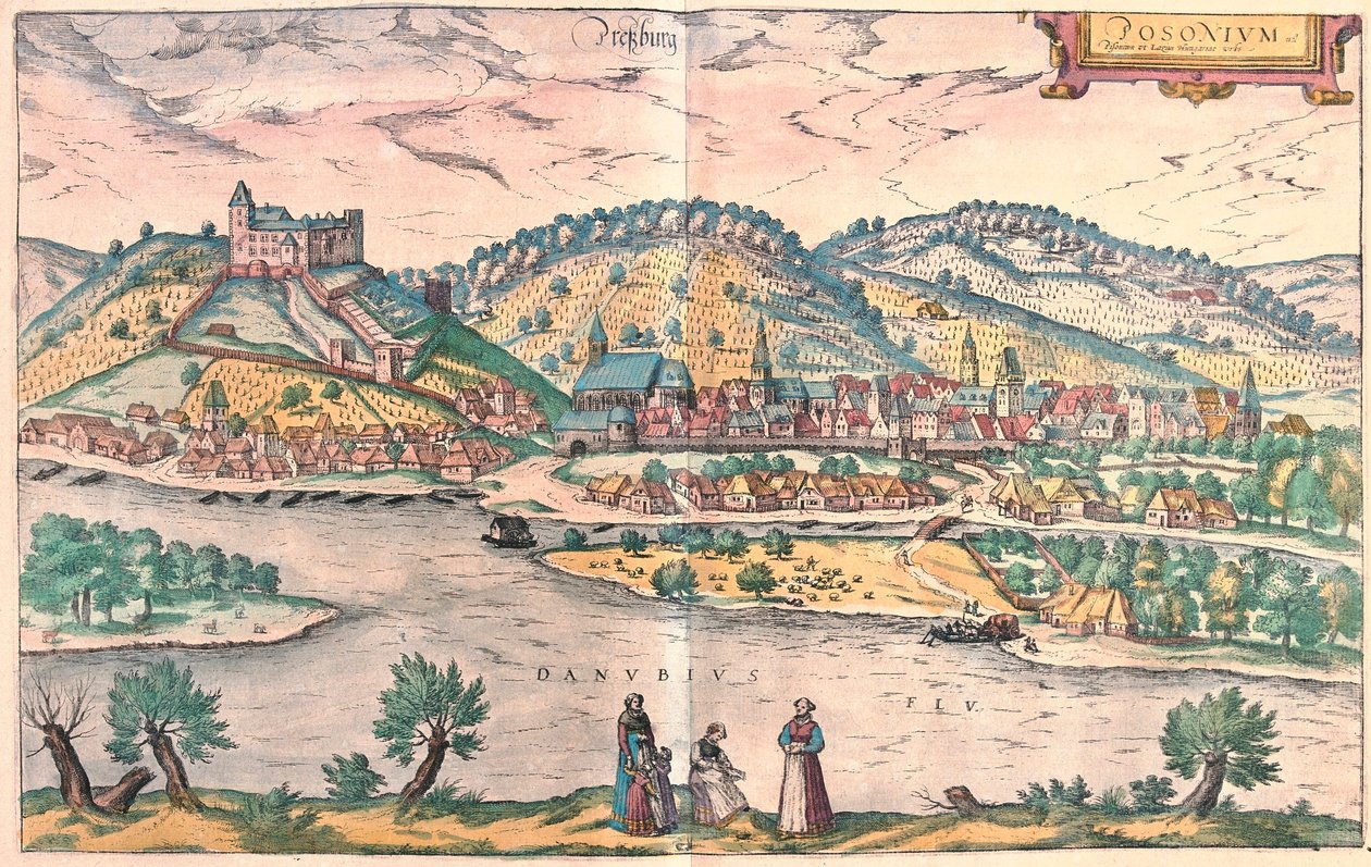 Bratislava = Presbourg, Slowakije door Franz Hogenberg