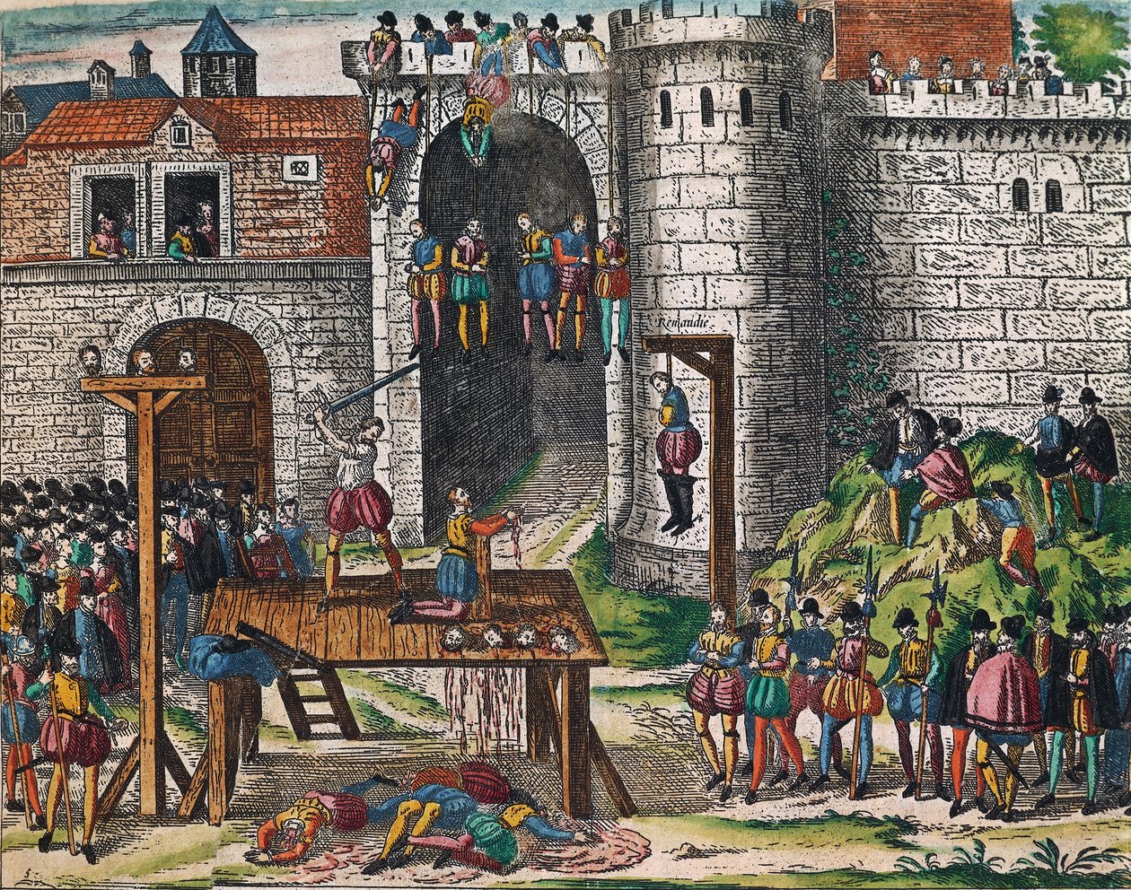 Executie van Amboise samenzweerders, 25 maart door Franz Hogenberg