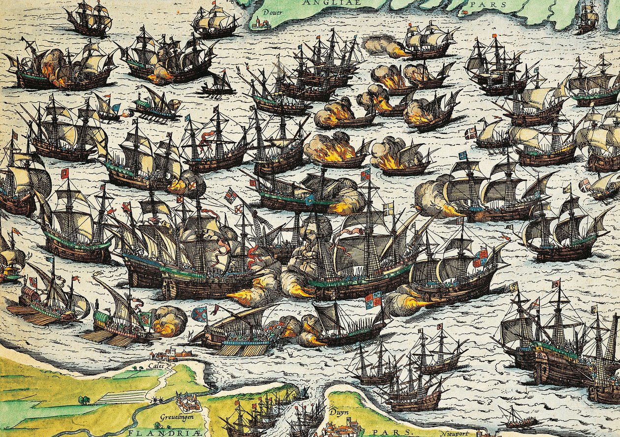 Onoverwinnelijke Armada, gravure door Franz Hogenberg door Franz Hogenberg
