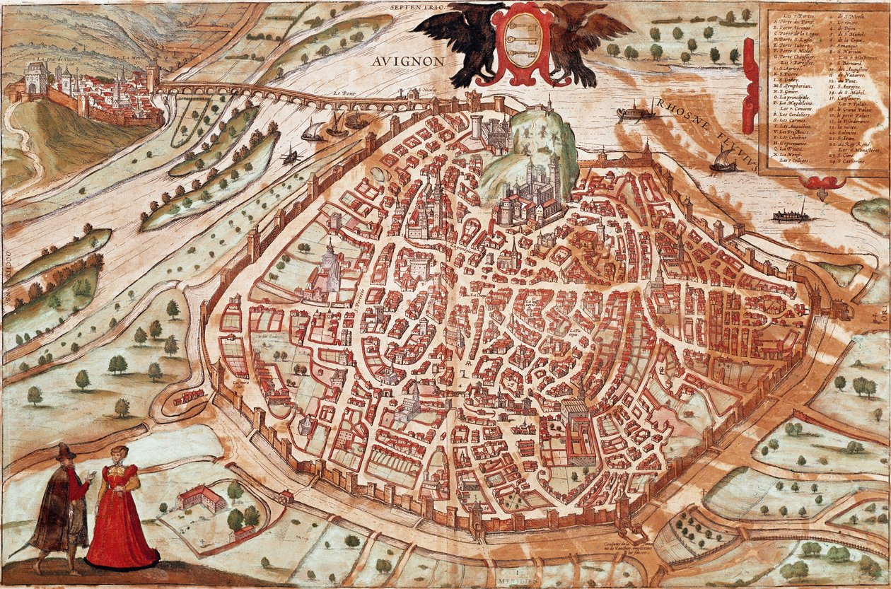 Kaart van Avignon - Frankrijk door Franz Hogenberg