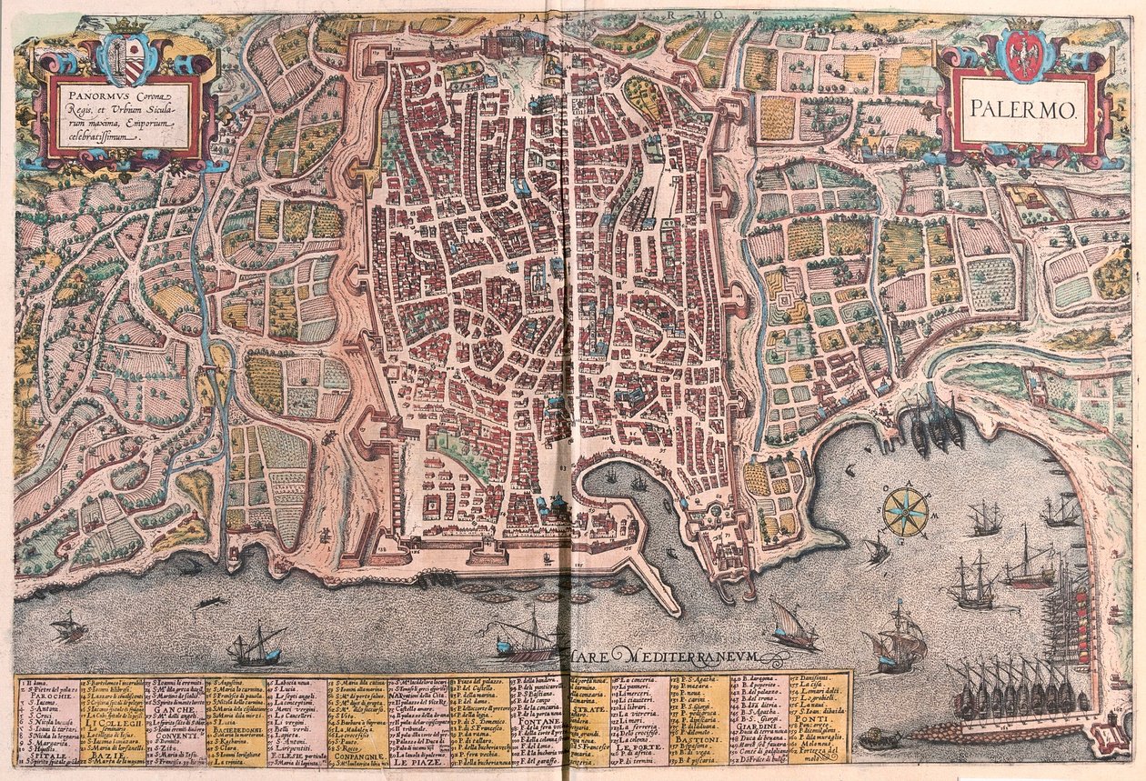 Palermo, Italië (gravure) door Franz Hogenberg
