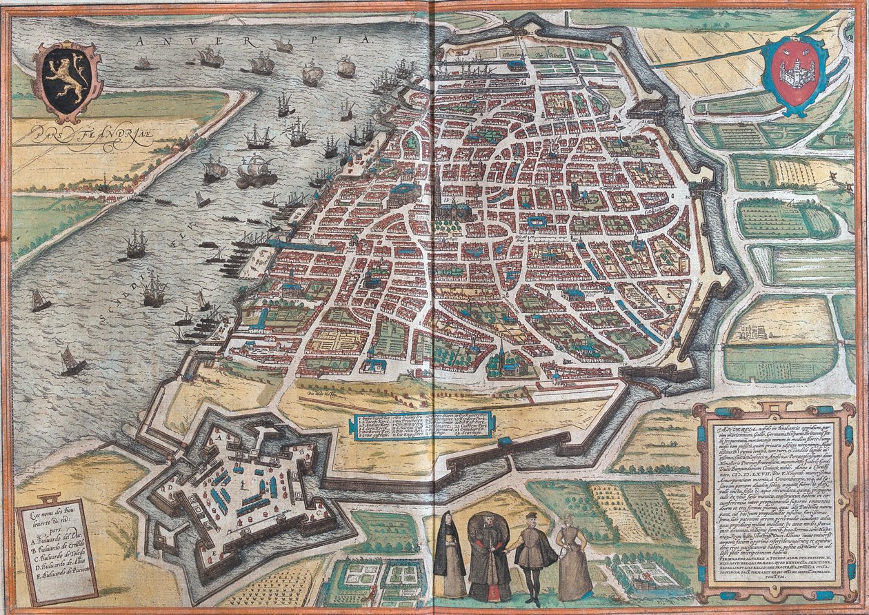 Plan van Antwerpen door Franz Hogenberg
