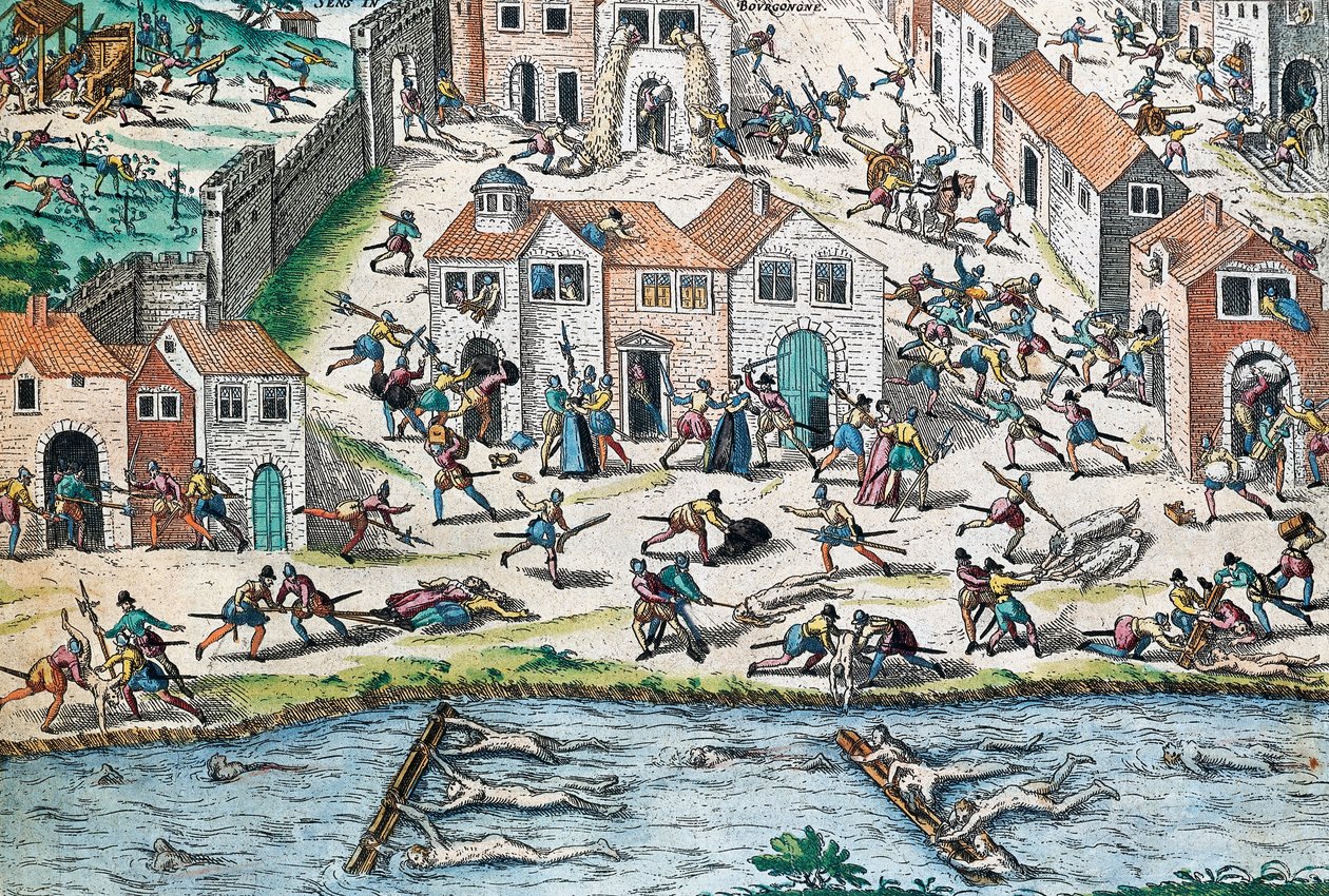 Scène uit de Franse godsdienstoorlogen, gravure door Franz Hogenberg door Franz Hogenberg