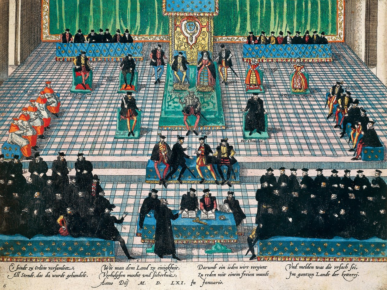 Zitting van de Staten-Generaal in Orléans, januari 1561, gravure door Franz Hogenberg door Franz Hogenberg