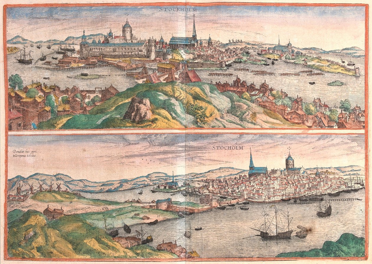 Stockholm, Zweden (gravure) door Franz Hogenberg