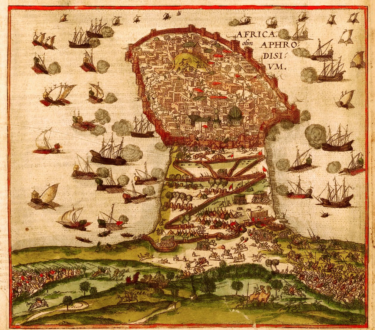 De Ottomaanse Kaper Khayr al-Din Barbarossa tegen het Leger van Karel V, door Franz Hogenberg door Franz Hogenberg