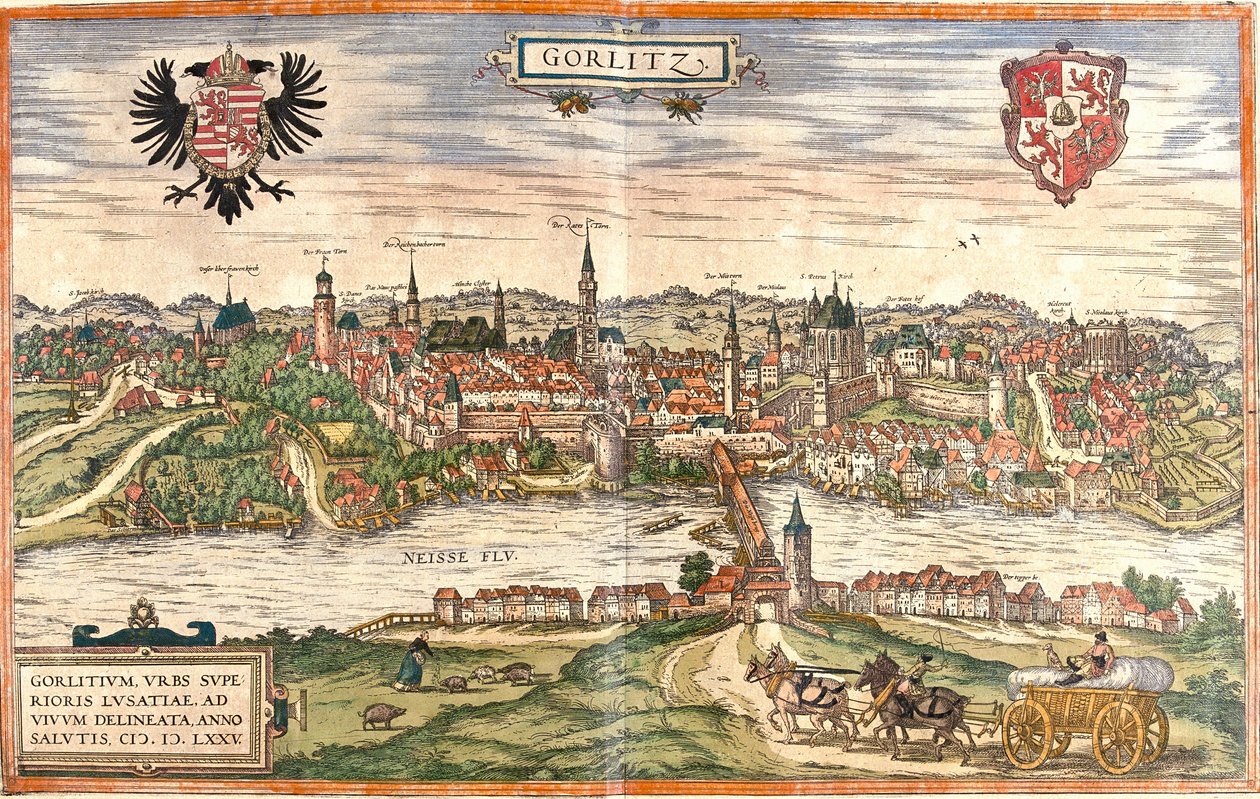 Uitzicht op Görlitz, Duitsland door Franz Hogenberg