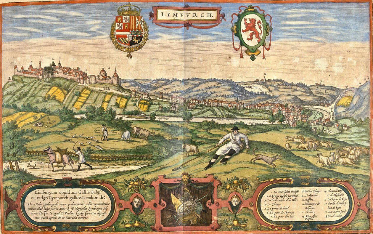 Uitzicht op Limburg (Lympurch), Nederland door Franz Hogenberg