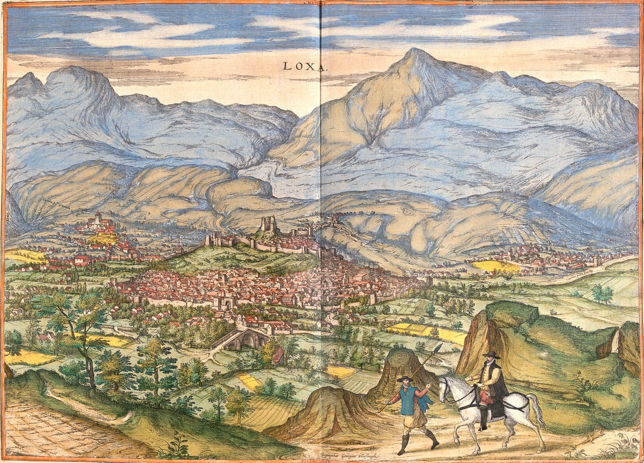 Uitzicht op Loja, Spanje door Franz Hogenberg