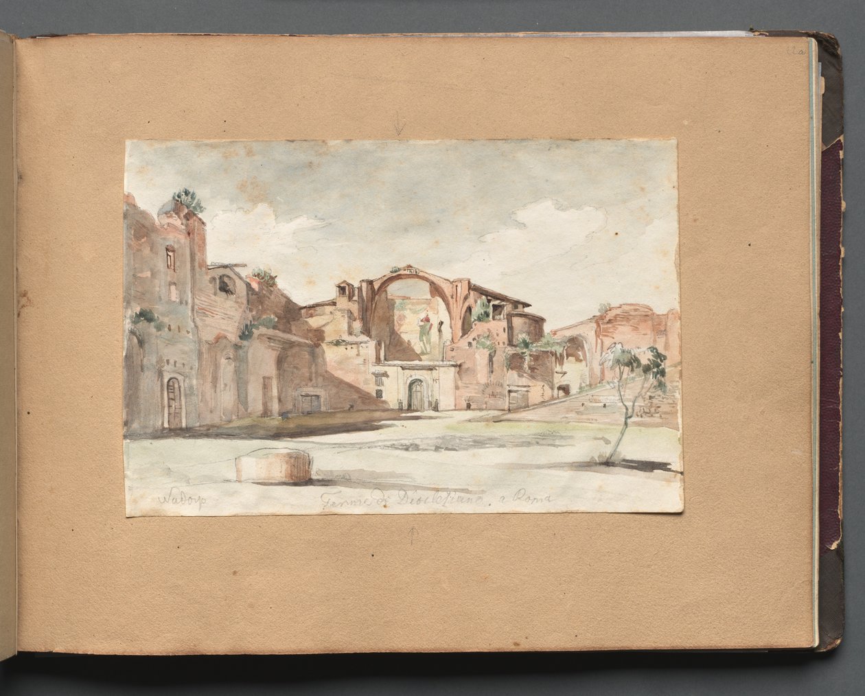 Album met Zichten op Rome en Omgeving, Landschapsstudies, pagina 22a: Terme di Diocleziano, Rome door Franz Johann Heinrich Nadorp