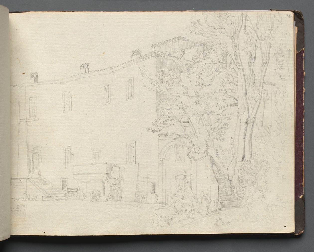 Album met Zichten op Rome en Omgeving, Landschapsstudies, pagina 31a: Romeinse Architectuurstudie door Franz Johann Heinrich Nadorp