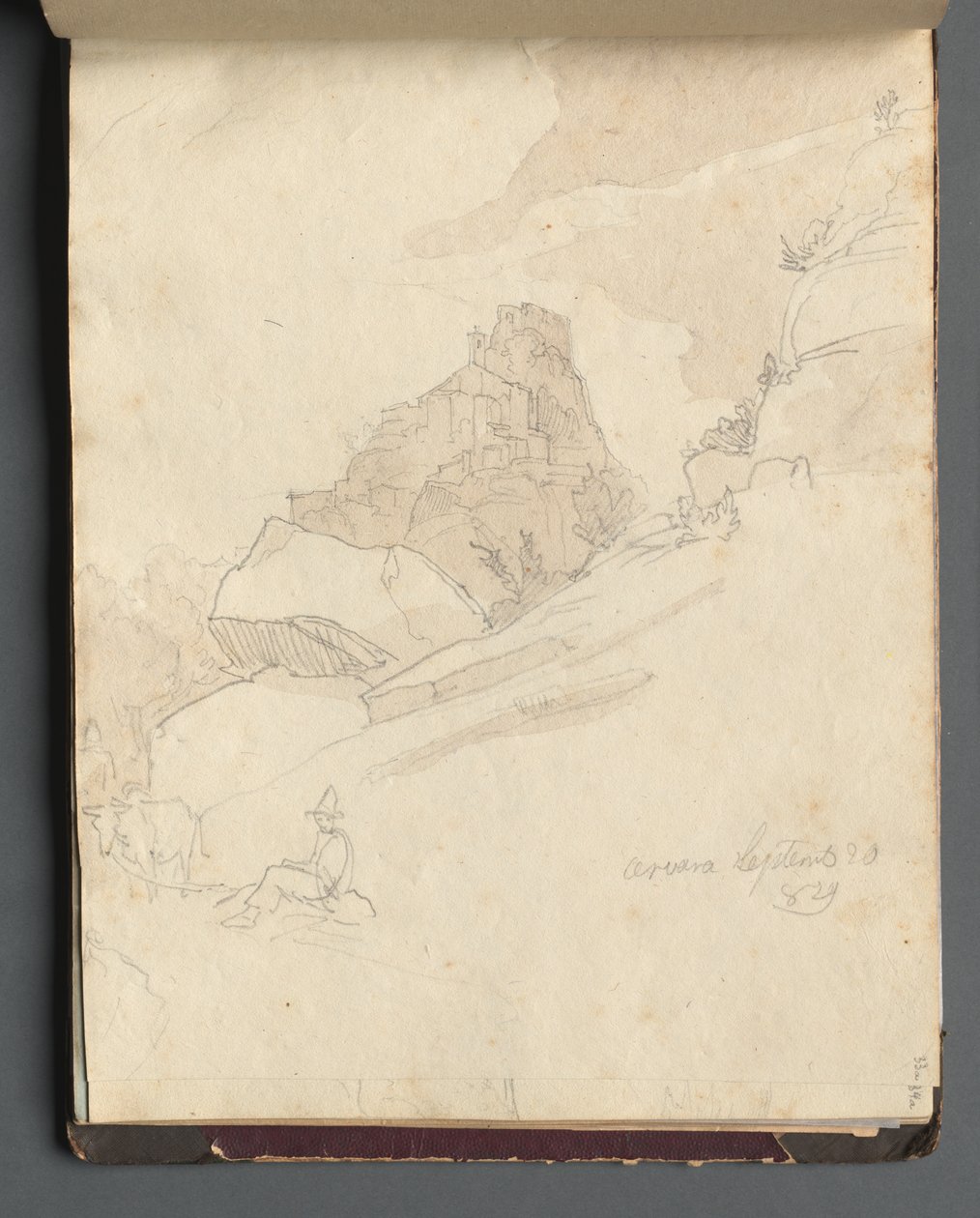 Album met uitzichten van Rome en omgeving, landschapsstudies, pagina 33a: Cervera door Franz Johann Heinrich Nadorp