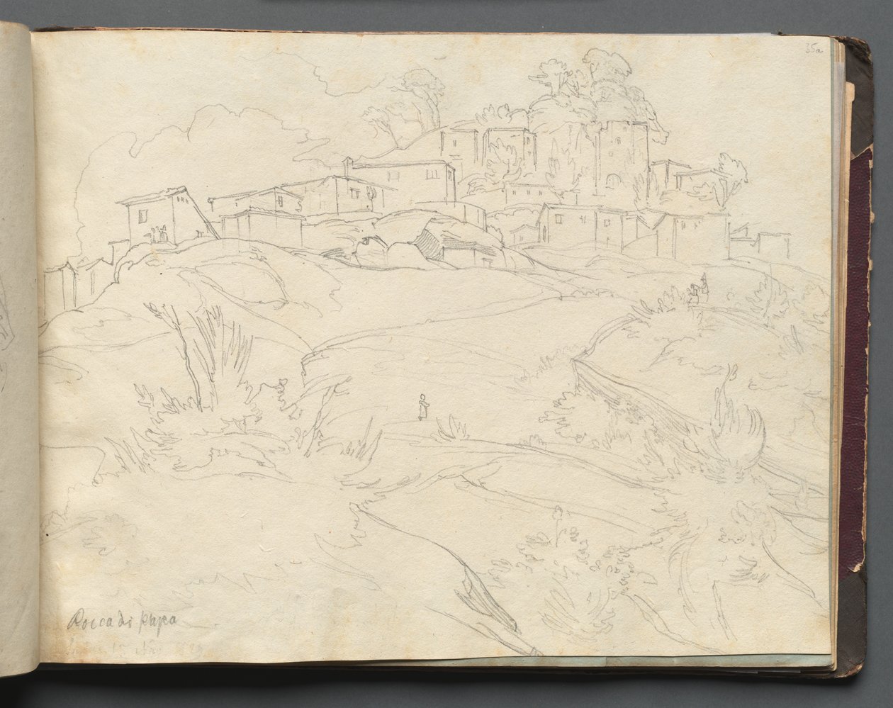 Album met uitzichten van Rome en omgeving, landschapsstudies, pagina 35a: Rocca di Papa door Franz Johann Heinrich Nadorp