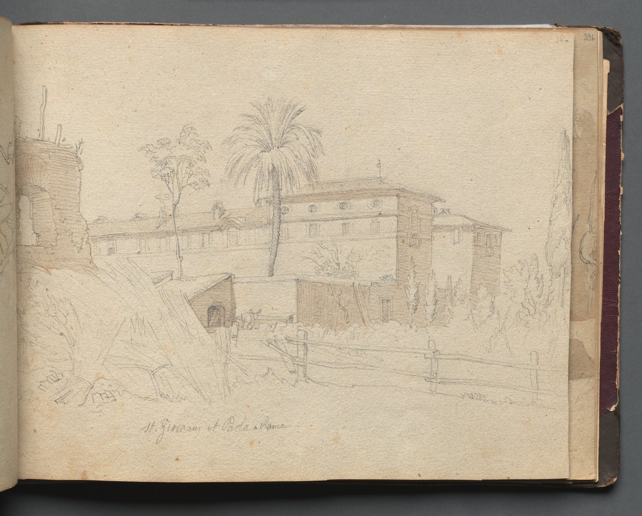 Album met Zichten van Rome en Omgeving, Landschapsstudies, pagina 38a: St. Giovanni e Paolo door Franz Johann Heinrich Nadorp