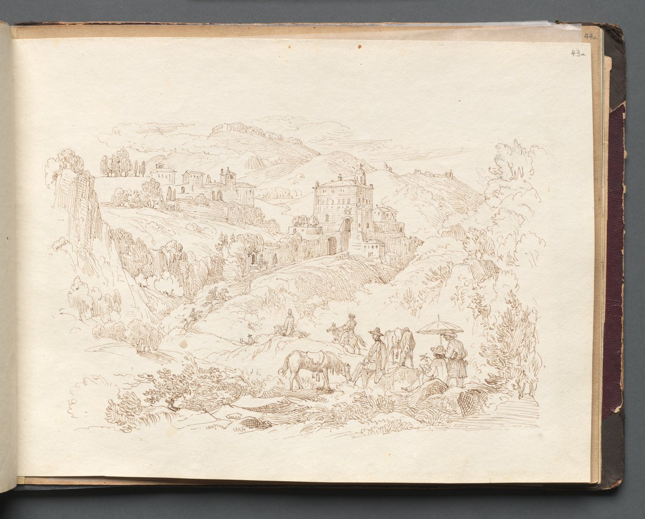 Album met uitzichten van Rome en omgeving, landschapsstudies, pagina 43a: Romeins landschap door Franz Johann Heinrich Nadorp