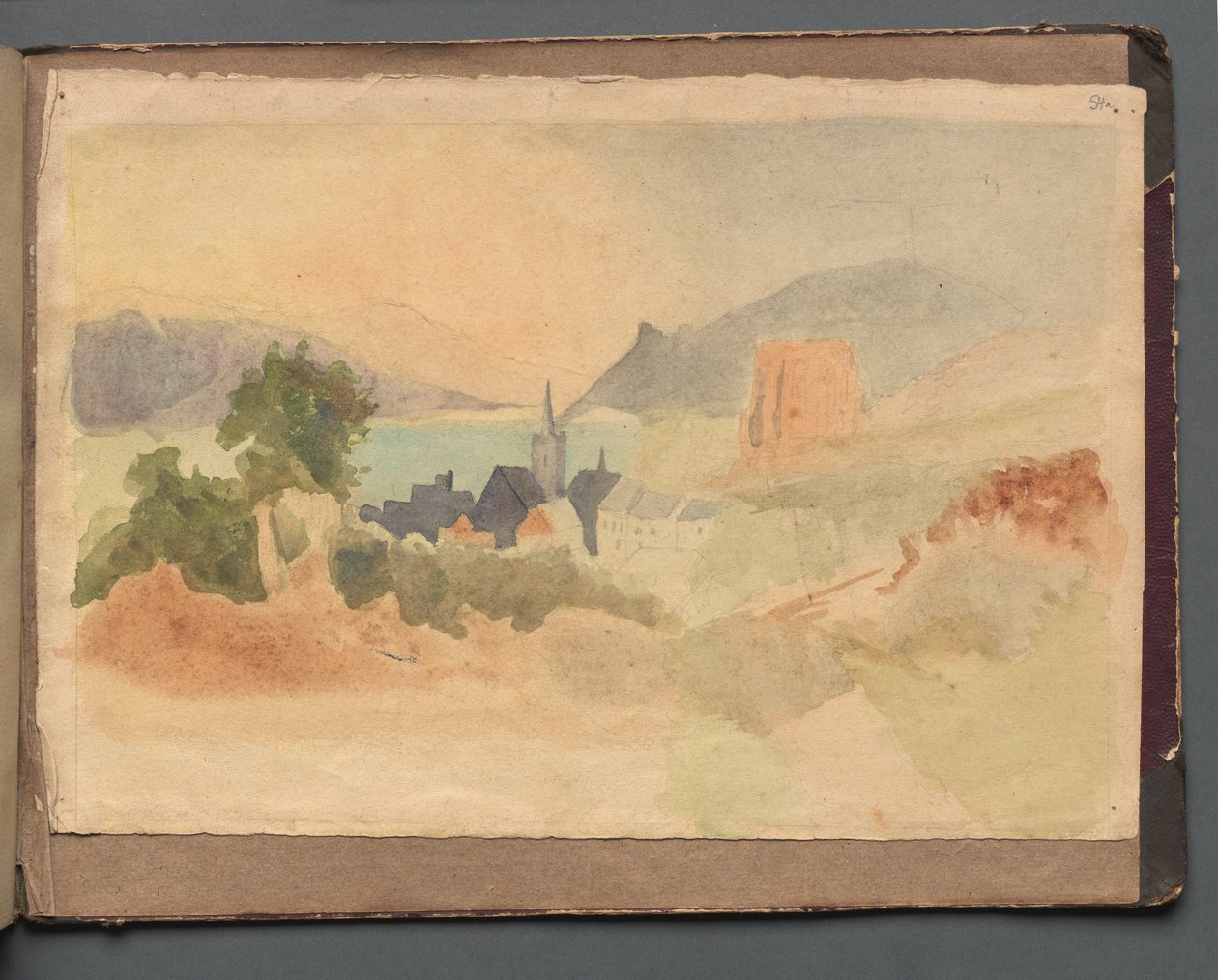 Album met Zichten van Rome en Omgeving, Landschapsstudies, pagina 54a: Romeins Landschap door Franz Johann Heinrich Nadorp