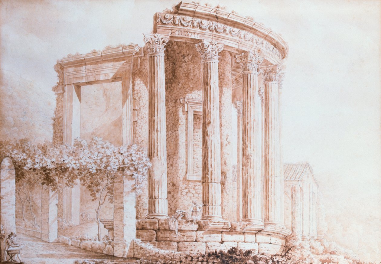 De tempel van Sibyl, Tivoli (aquarel) door Franz Keisermann