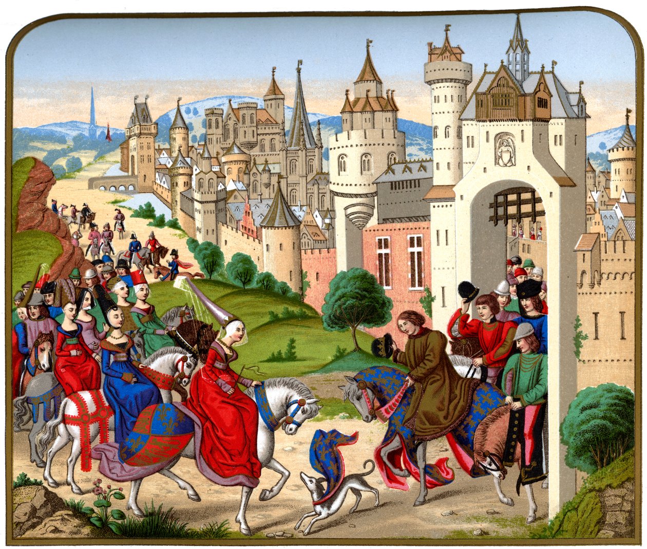 Ingang van koningin Isabeau van Beieren in Parijs, ca. 1500, 1870 door Franz Kellerhoven