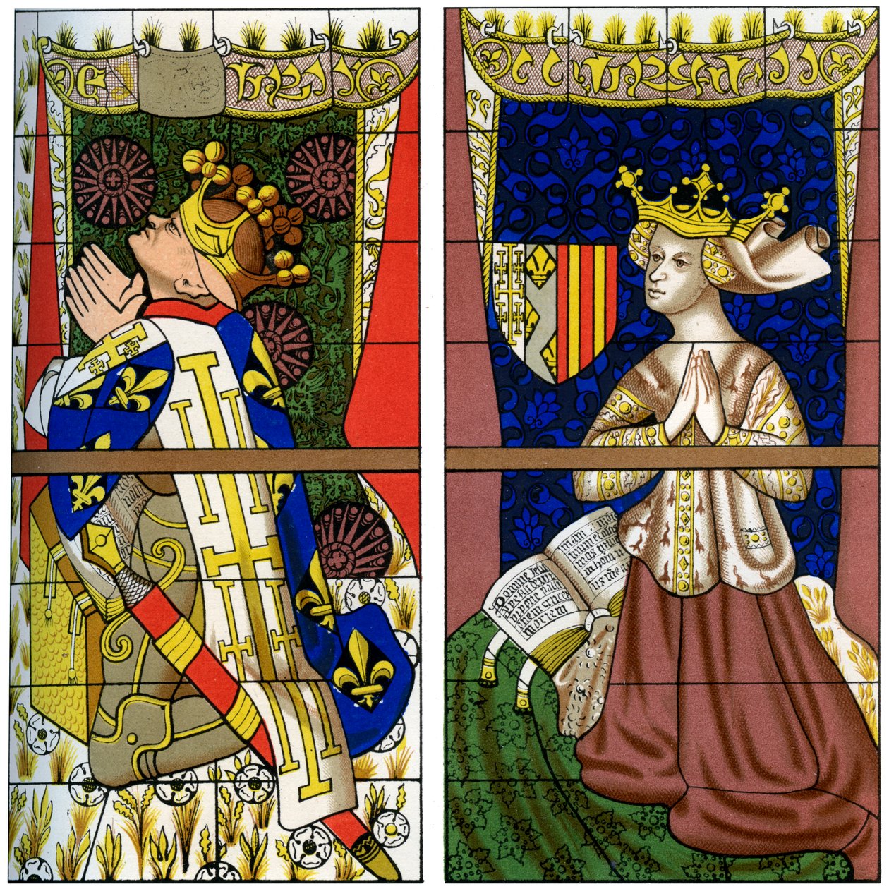 Fragment van een glas-in-loodraam in de kathedraal van Le Mans, Mans, Frankrijk, 1849 door Franz Kellerhoven