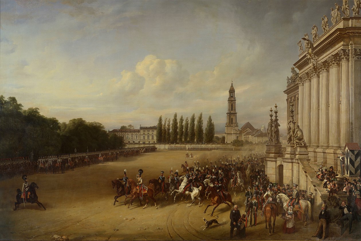 Parade in Potsdam in het jaar 1817 door Franz Krüger