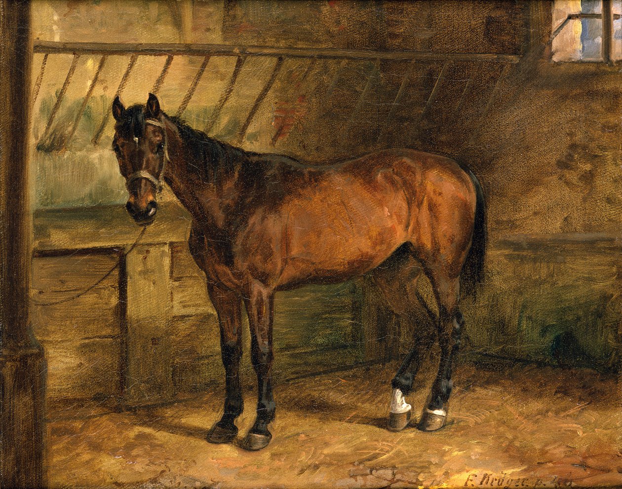 Paard in de stal door Franz Krüger