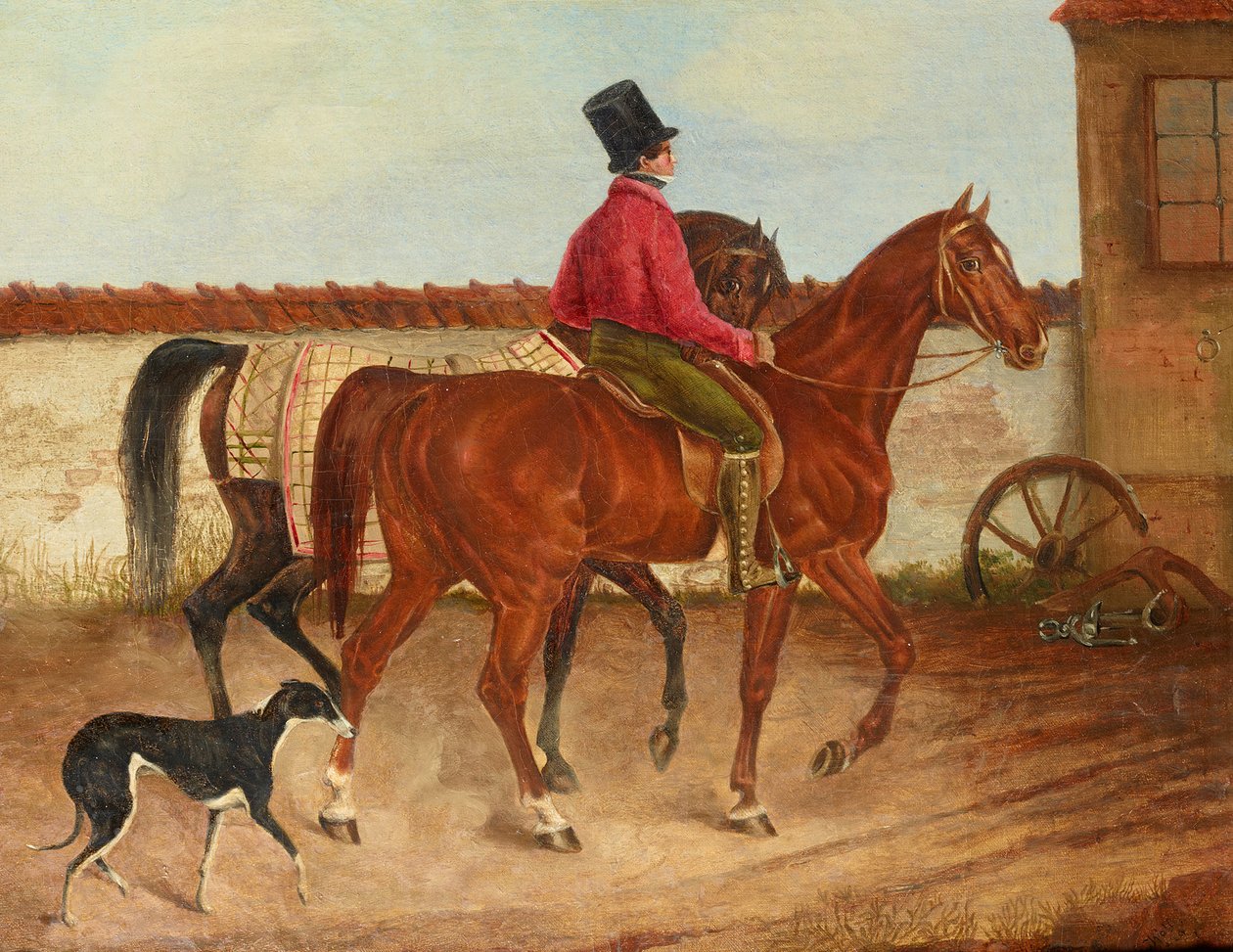 Ruiter die een paard leidt en hond (naar Franz Krüger) door Franz Krüger