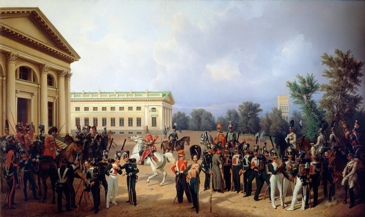 De Keizerlijke Russische Garde in Tsarskoye Selo door Franz Krüger