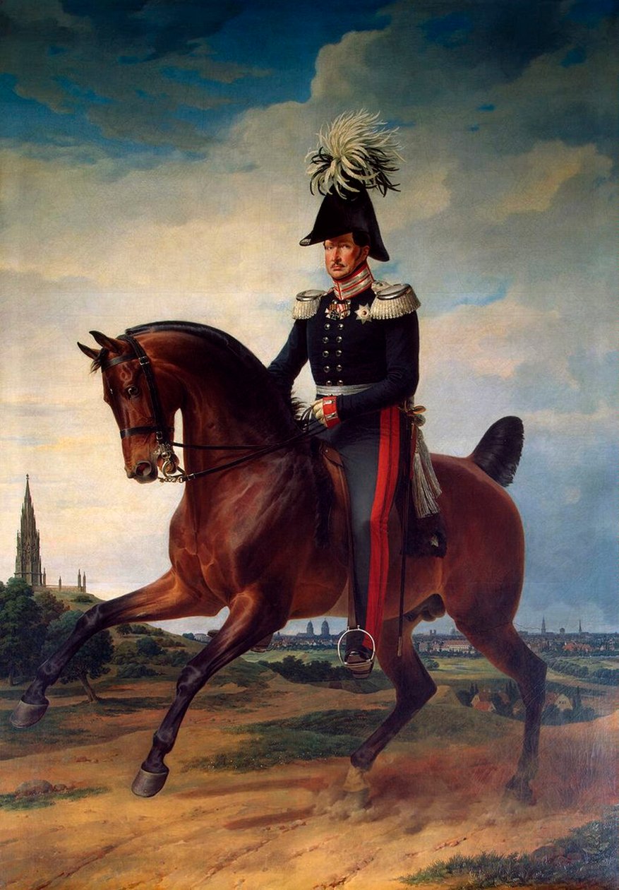 Ruiterportret van Frederik Willem III van Pruisen door Franz Kruguer