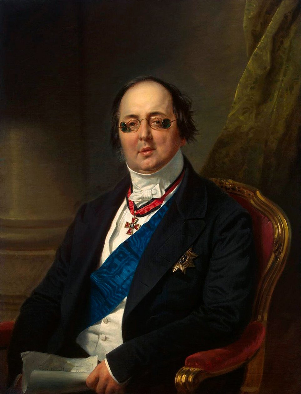 Portret van Graaf Alexander Kushelev-Bezborodko, 1851-1852 door Franz Kruguer