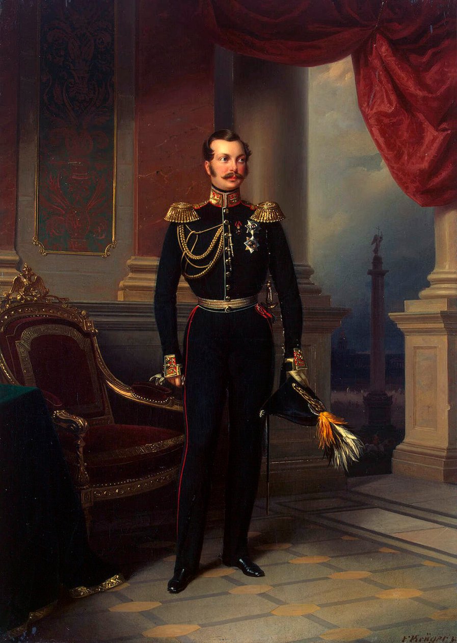 Portret van kroonprins Alexander Nikolayevich, 1818-1881, ca. 1840 door Franz Kruguer