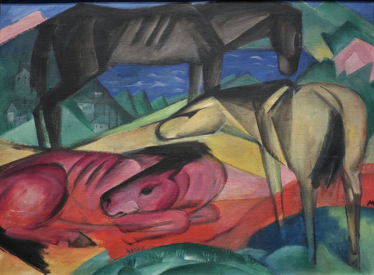 1913 Franz Marc Drie paarden II door Franz Marc
