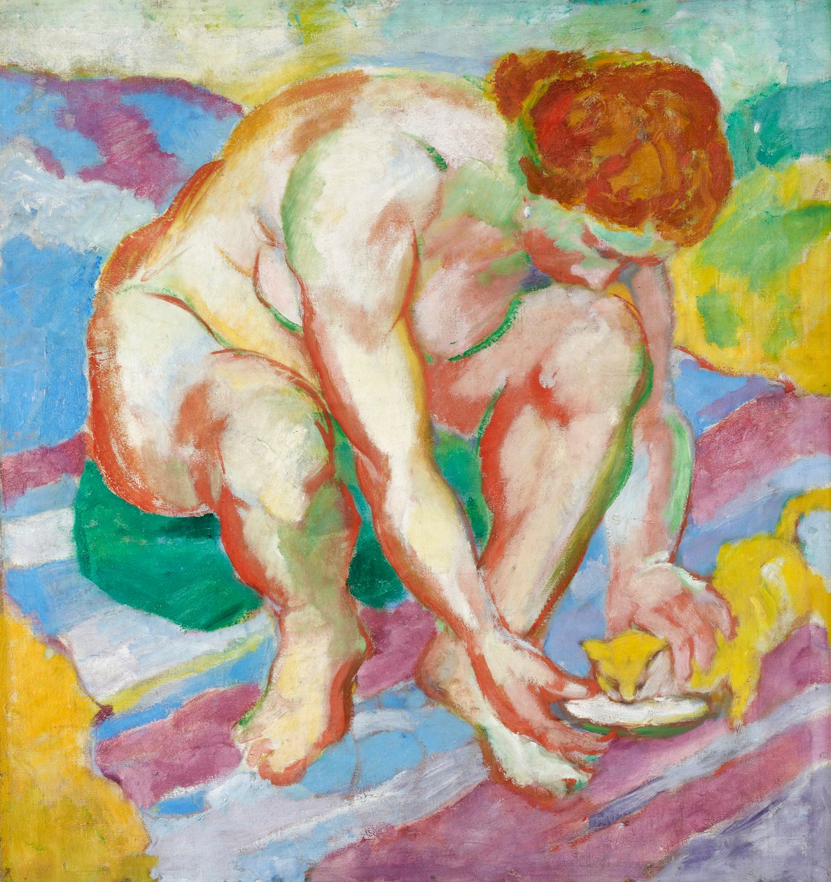 Naakt met kat door Franz Marc