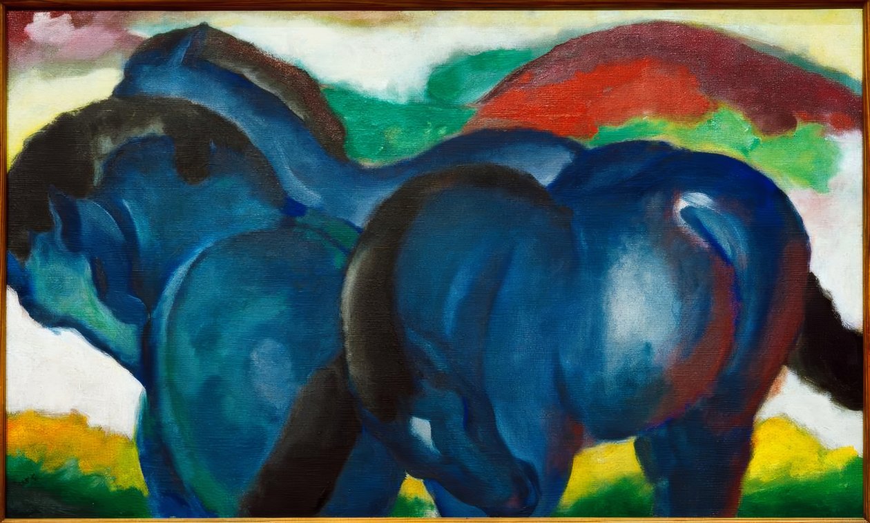 De kleine blauwe paarden door Franz Marc