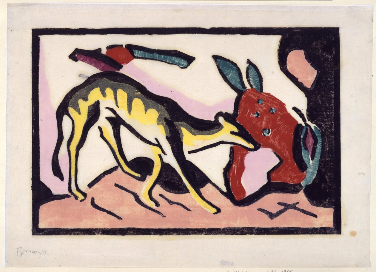 Fabeltier (Beilage zur Luxusausgabe des Almanachs Der Blaue Reiter) door Franz Marc