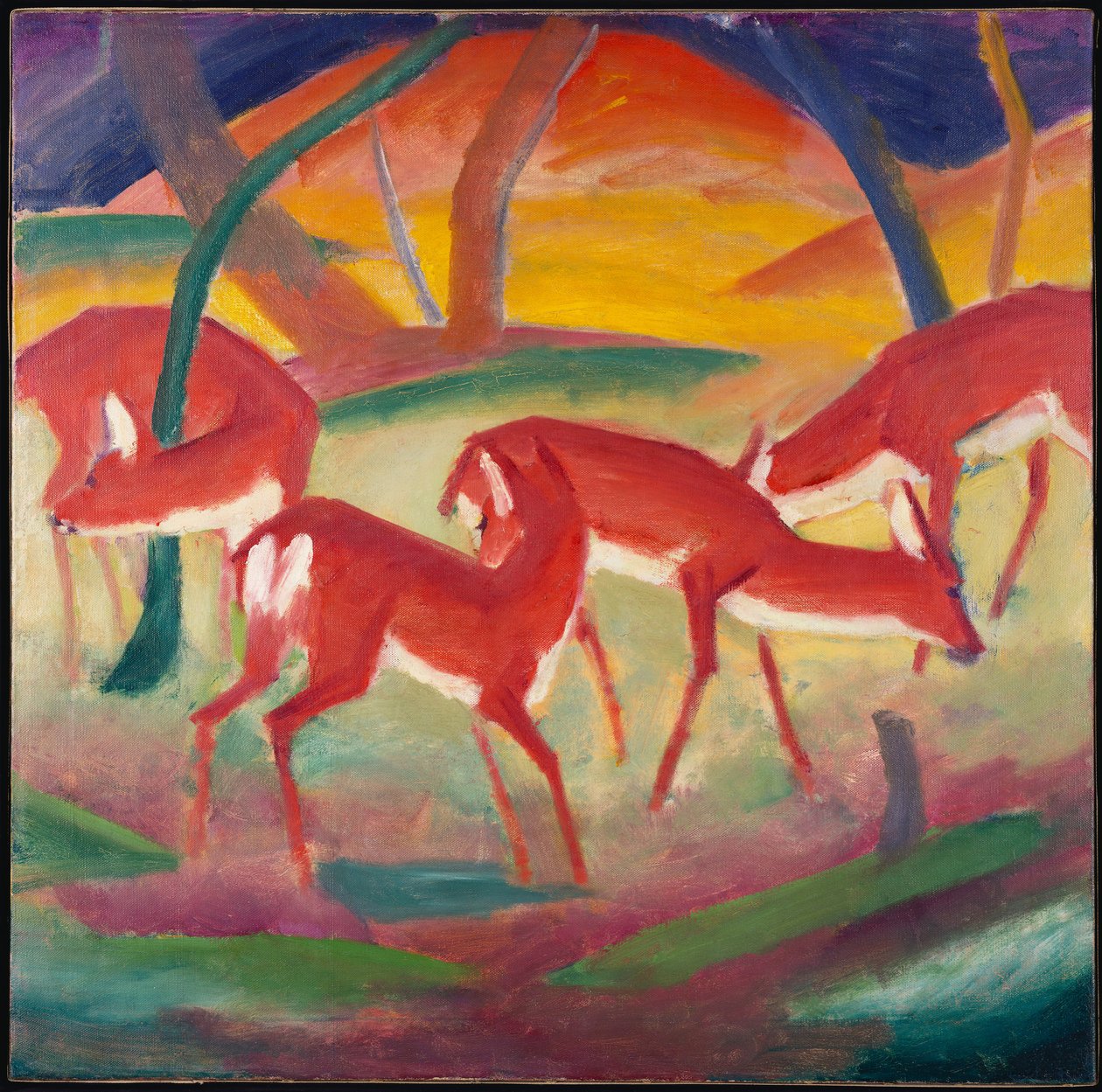 Rode herten 1, 1910 door Franz Marc