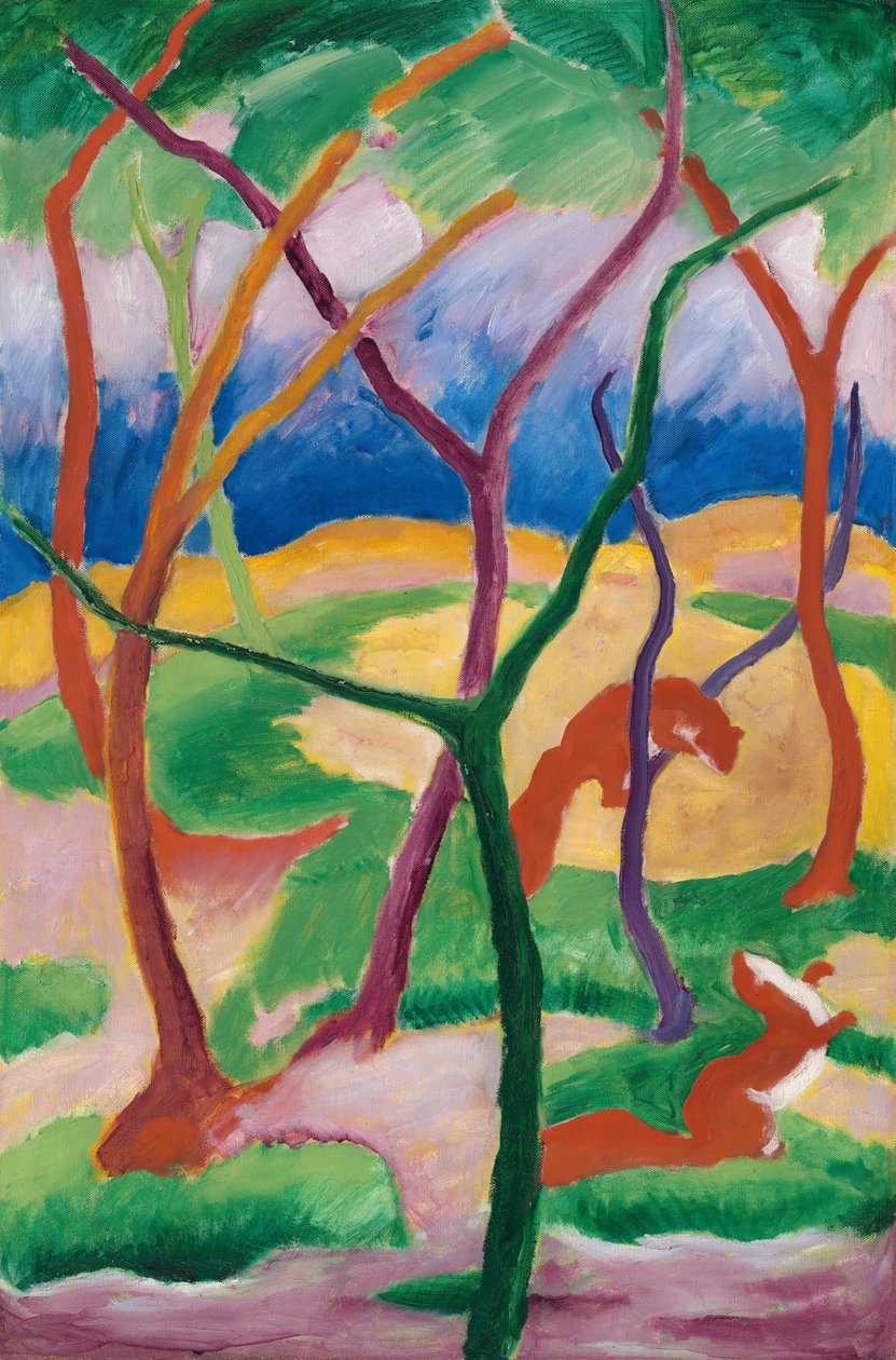 Spelende wezels door Franz Marc